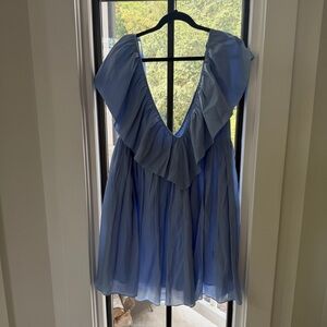 Elegant Light Blue Ruffled Dress